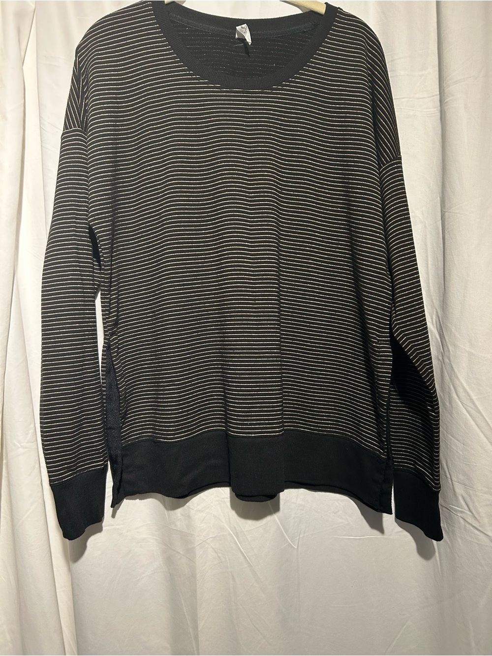 Ideology Black Gold Metallic Stripe Tunic Sweatshirt Medium